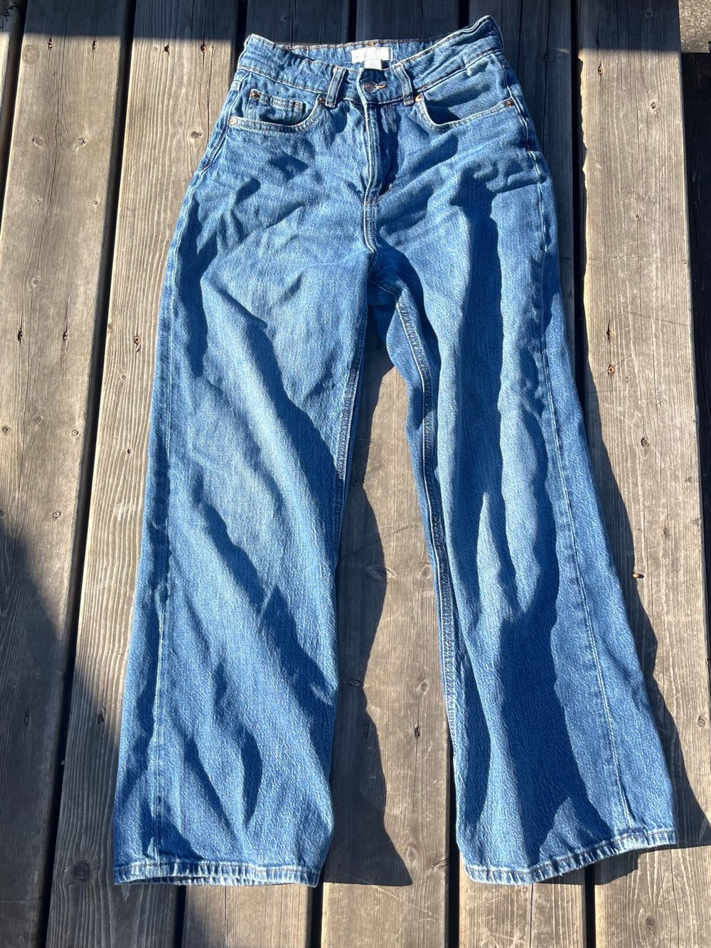 H&M Blue Wide-Leg High-Rise Jeans